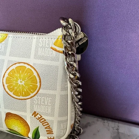 Steve Madden Lemon Print Shoulder Bag with Chain Accents and Coin Purse - Picture 5 of 13